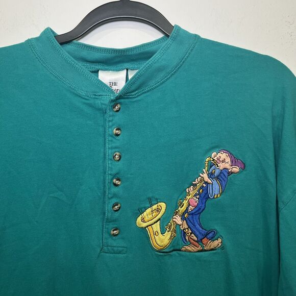 Vintage 90s Disney Store Snow White Seven Dwarves Embroidered Longsleeve Shirt - Picture 2 of 7